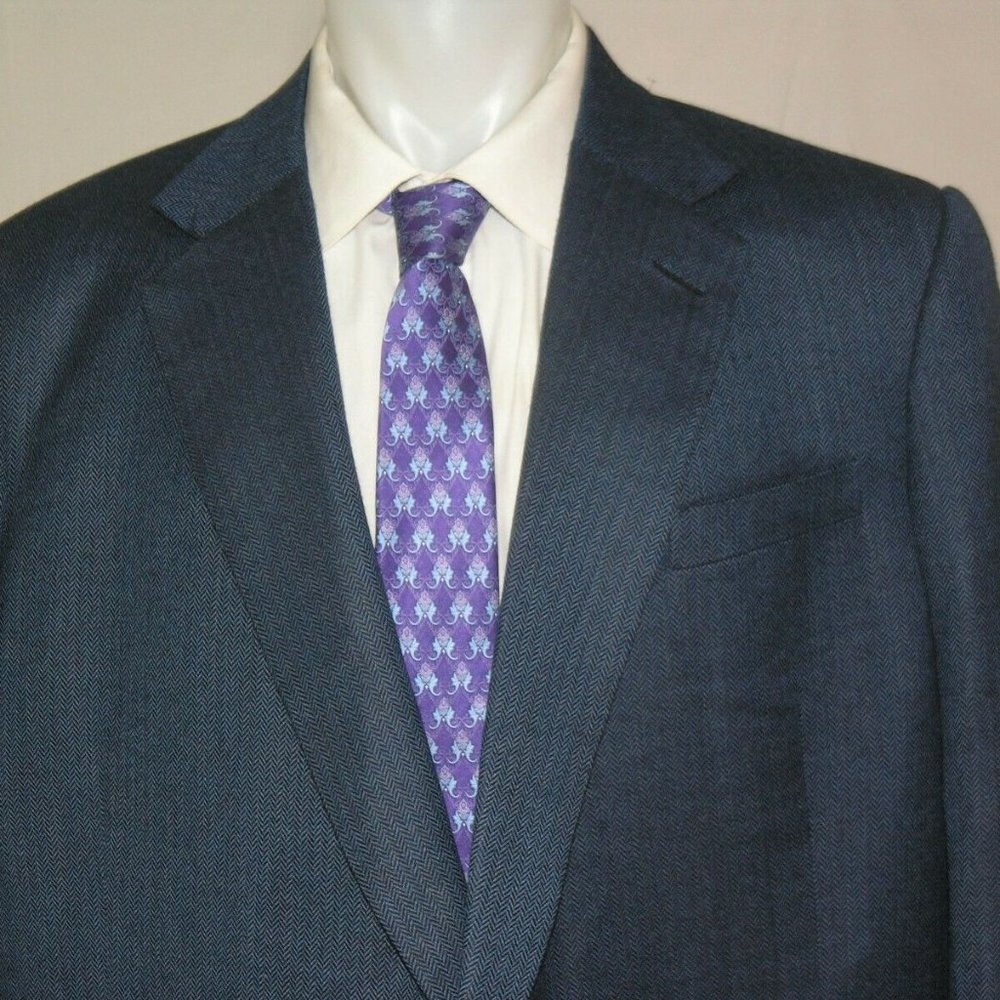 Dege & Skinner Savile Row Bespoke Blue Herringbon… - image 4